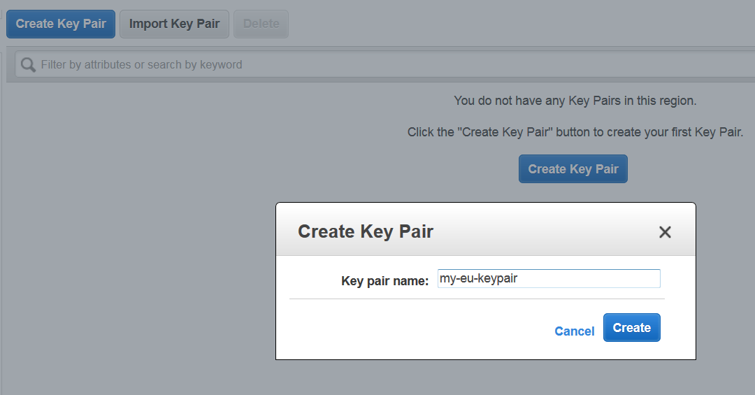 Amazon pairs - create to EC2 How Rayfocus key